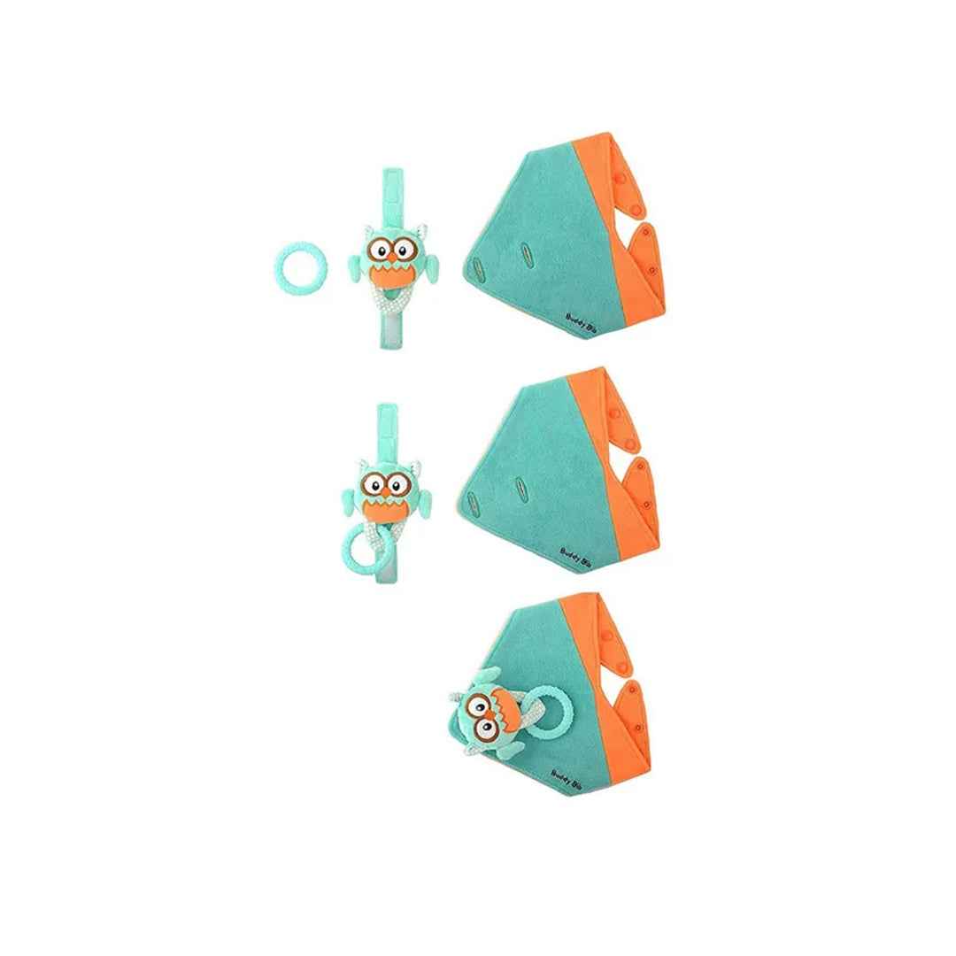 Malarkey Kids Teething Toy - 3-in-1 Ollie Owl Buddy Bib & Sensory Tool - Toyspry