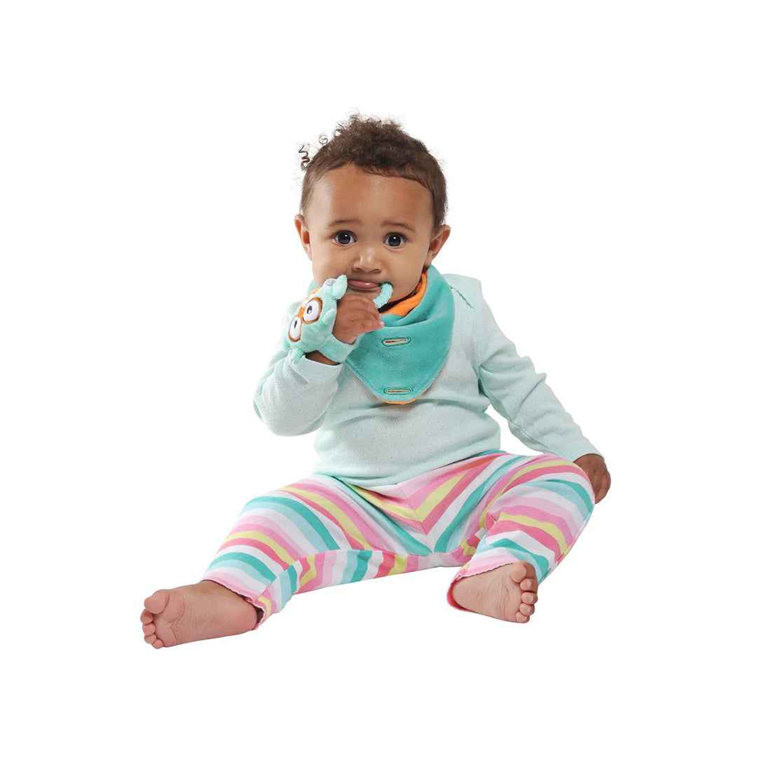 Malarkey Kids Teething Toy - 3-in-1 Ollie Owl Buddy Bib & Sensory Tool