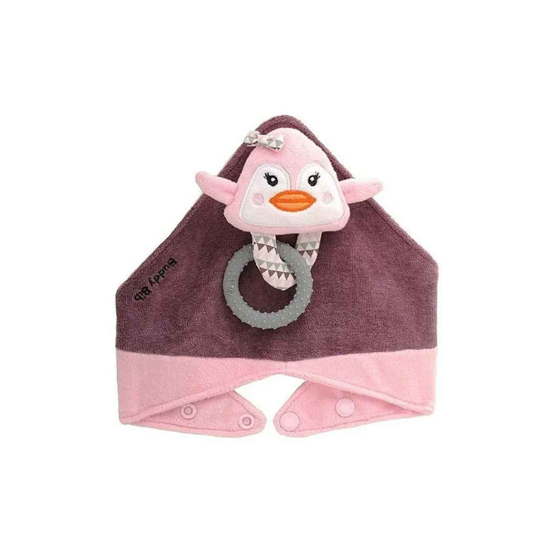 Malarkey Kids Buddy Bib Teething Toy - 3-in-1 Sensory Teether in Pinky Penguin