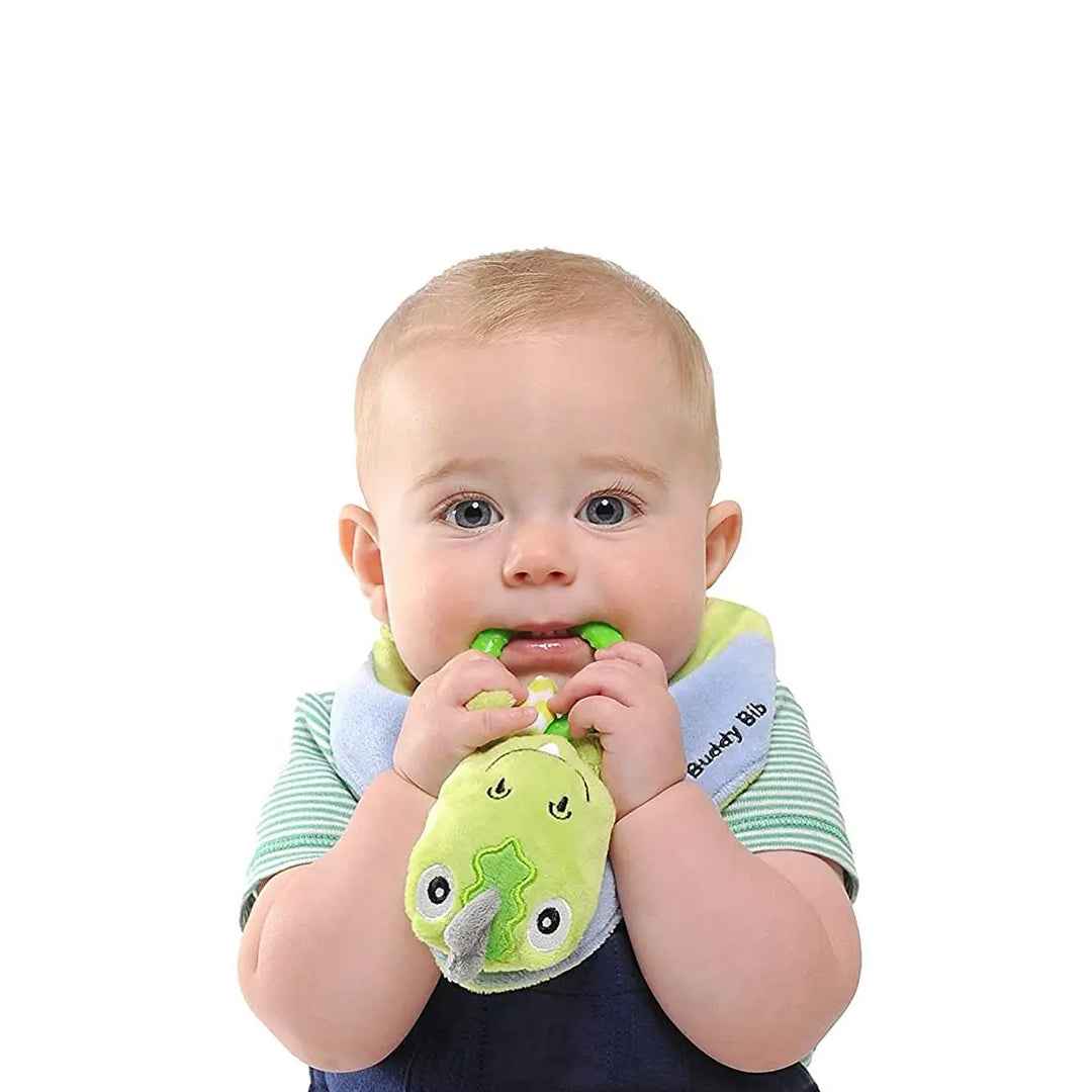 Malarkey Kids Buddy Bib - 3-in-1 Sensory Teething Toy (T-Rex)
