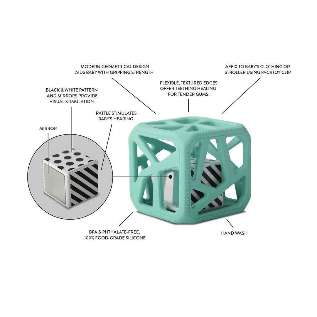 Malarkey Kids Chew Cube - Sensory Teether Rattle (Mint)