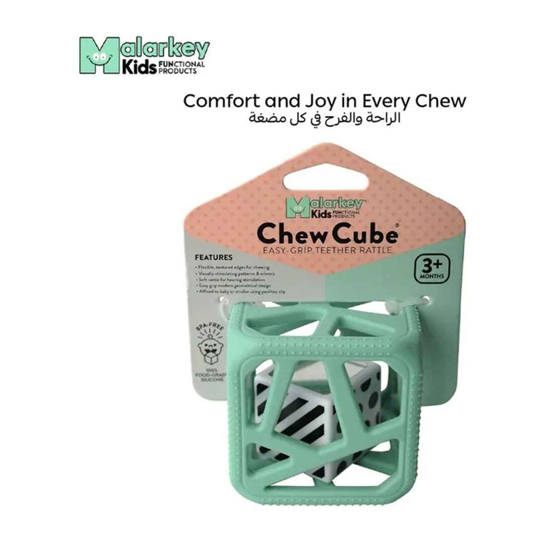 Malarkey Kids Chew Cube - Sensory Teether Rattle (Mint)