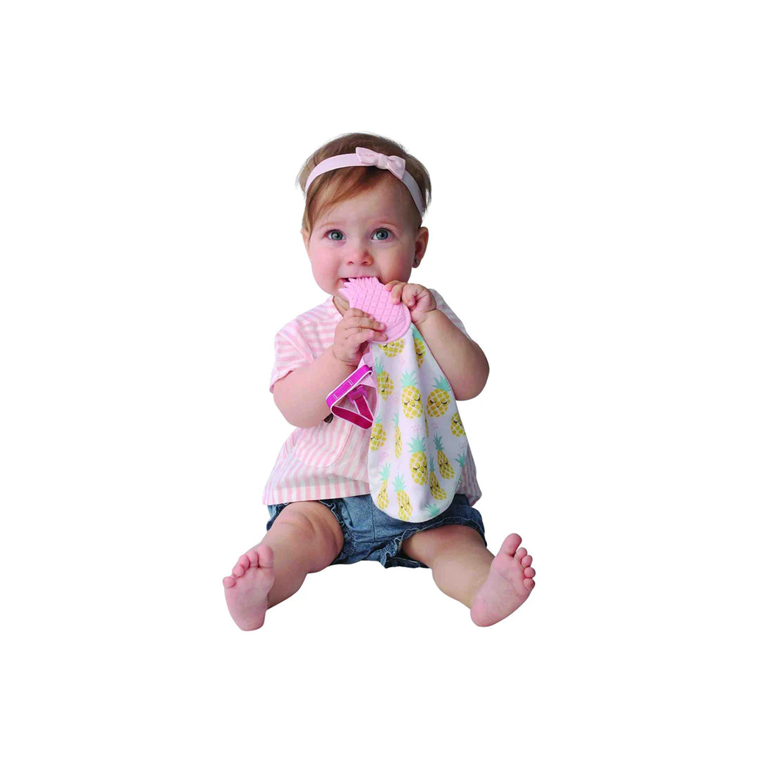 Malarkey Kids Munch-it Blanket - Sensory Teether Toy (Pretty in Pineapple) - Toyspry
