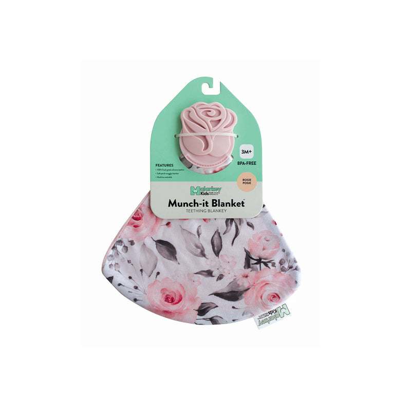 Malarkey Kids Munch-it Blanket - Sensory Teether Toy (Rosie Posie)