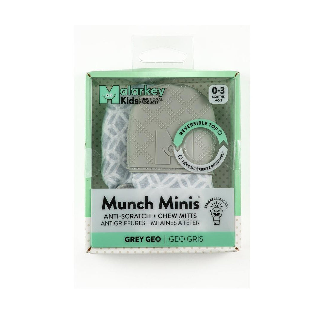 Malarkey Kids Munch Mitt Mini - Baby Teething Mitten (Grey Geo) - Toyspry
