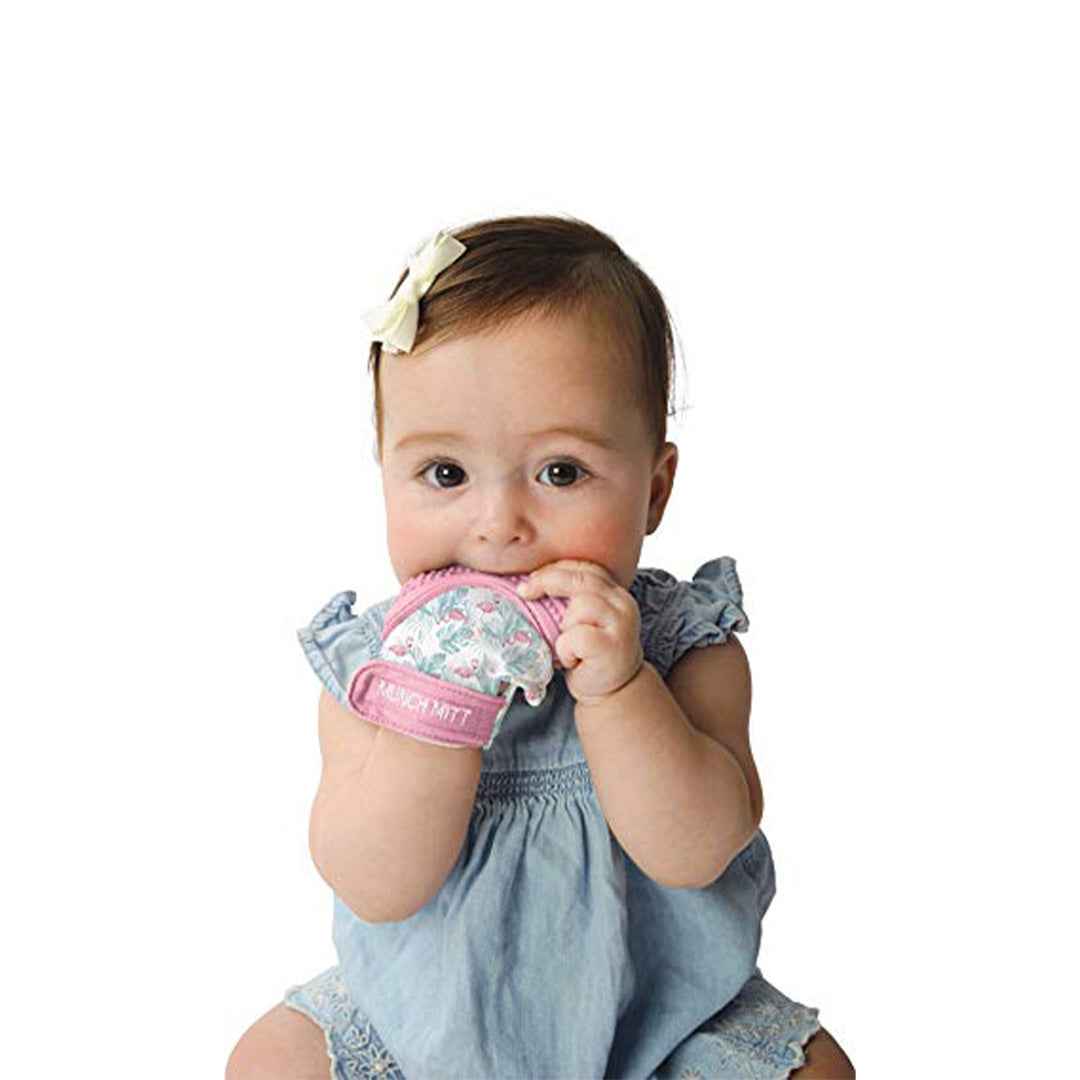 Malarkey Kids Munch Mitt - Baby Teething Mitten (Flamingo) - Toyspry