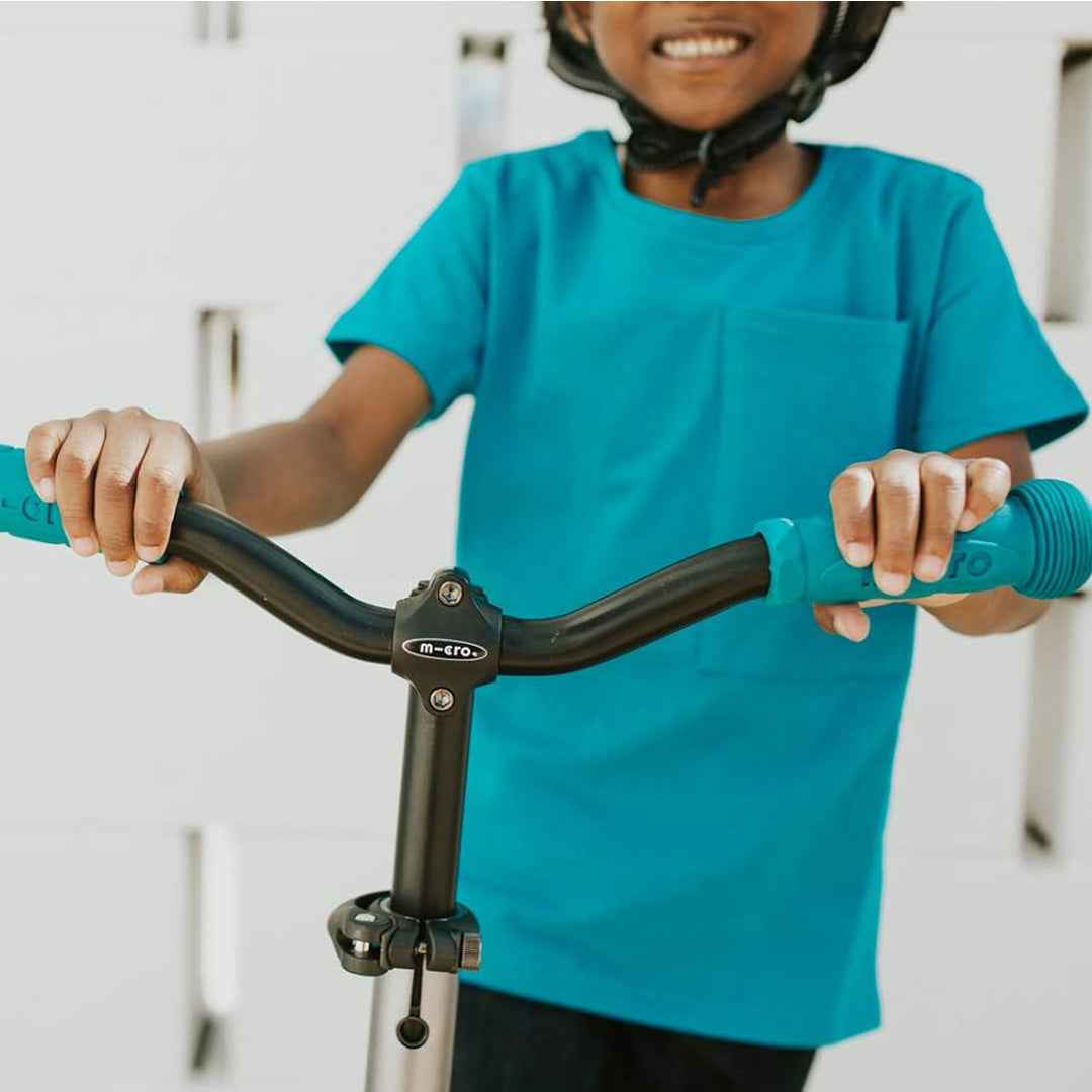 Micro Maxi Deluxe Pro - 3-Wheel Kids Kick Scooter (Grey/Aqua) - Toyspry