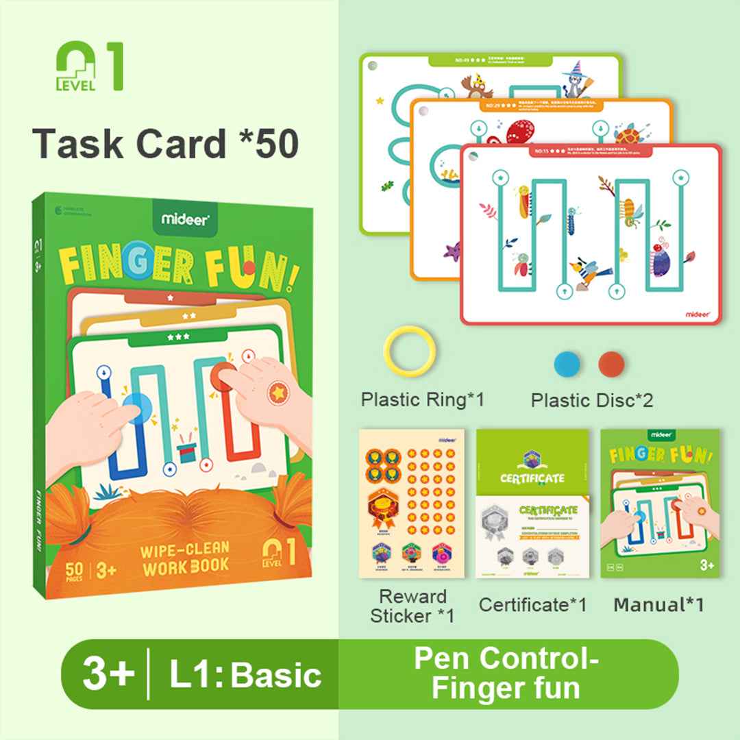 Mideer Finger Fun Wipe-Clean Workbook - Toyspry