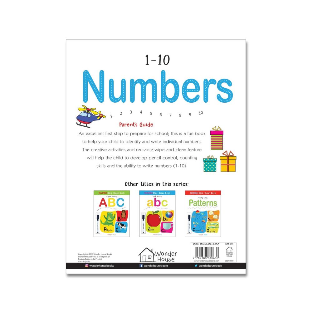 Reusable Wipe & Clean Numbers Tracing Book | 1-10