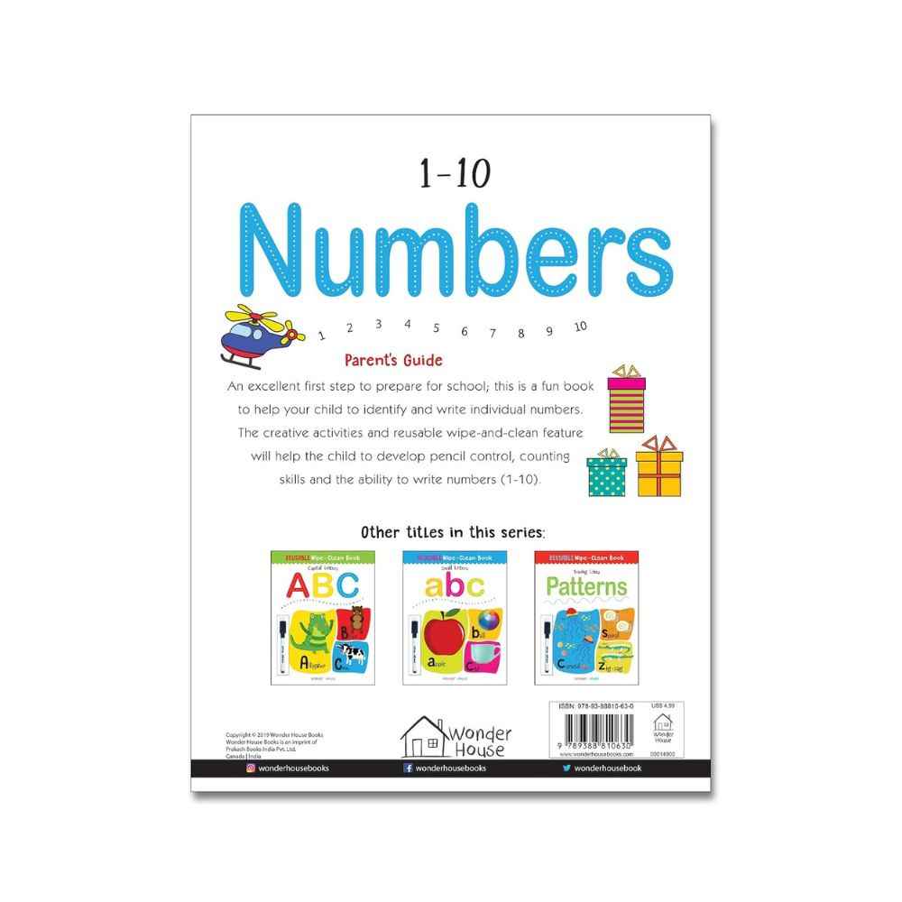 Reusable Wipe & Clean Numbers Tracing Book | 1-10