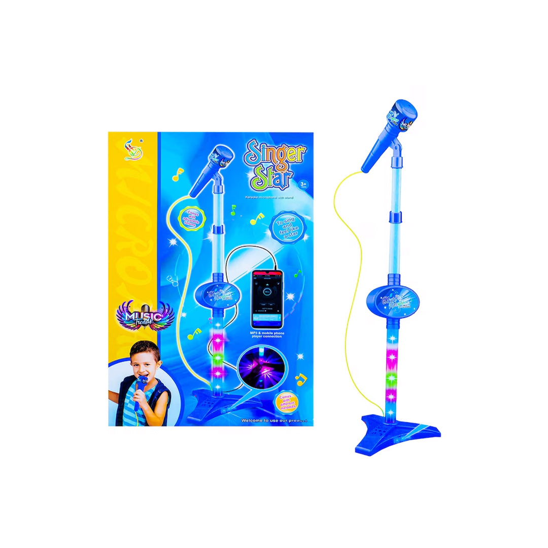 Rock Show Kids Karaoke Microphone with Stand, Lights & Music - Toyspry