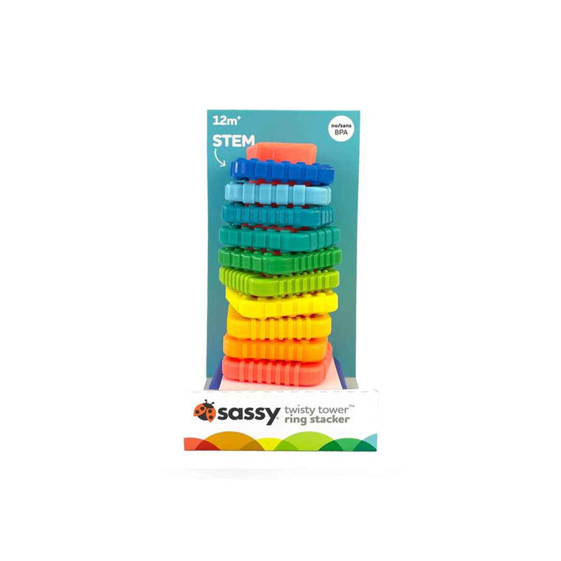 Sassy Twisty Towers Ring Stacker - Educational Toddler Toy (12M+)