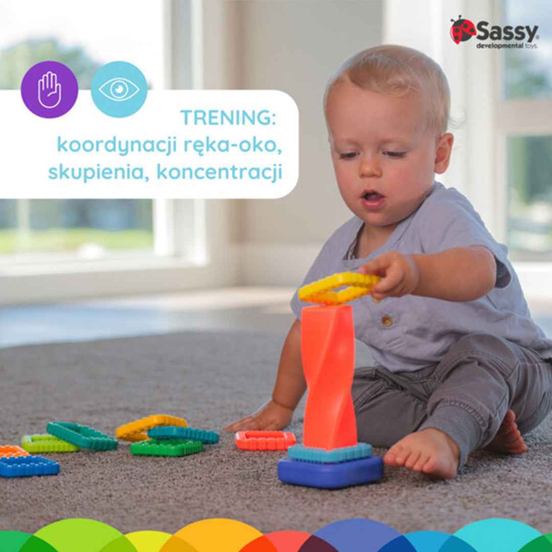 Sassy Twisty Towers Ring Stacker - Educational Toddler Toy (12M+)