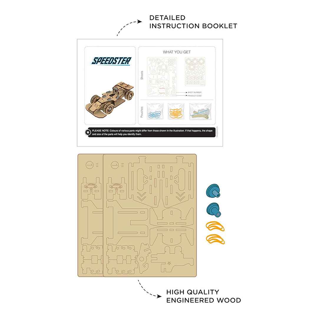 Smartivity DIY Racing Car - Mechanical STEM Building Kit (6Y+)