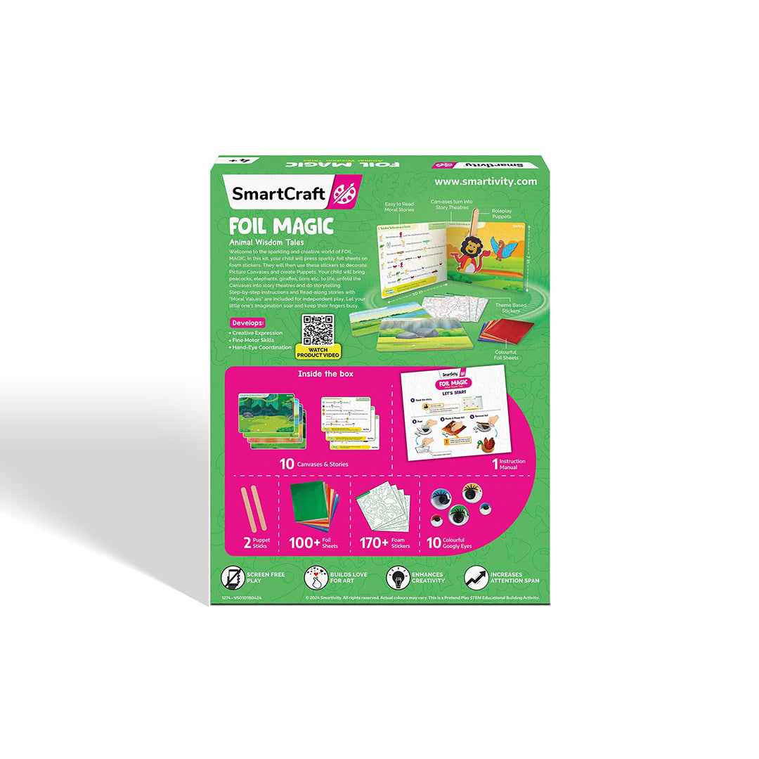 Smartivity Foil Magic Animal Wisdom Tales - Mess-Free Craft Kit (4Y+) - Toyspry
