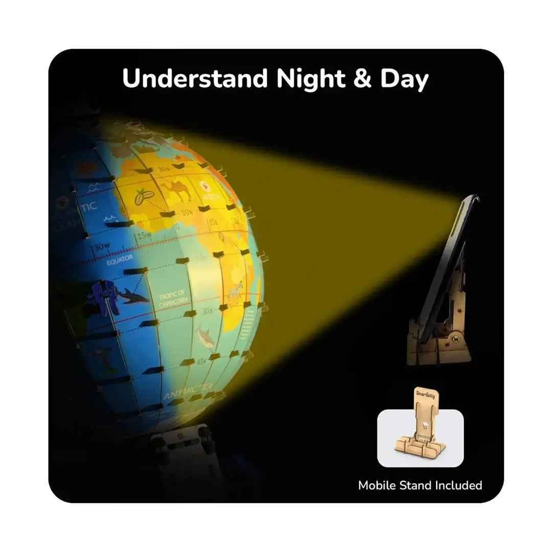 Smartivity DIY 3D Globe STEM Kit - Rotating World Map (8Y+)