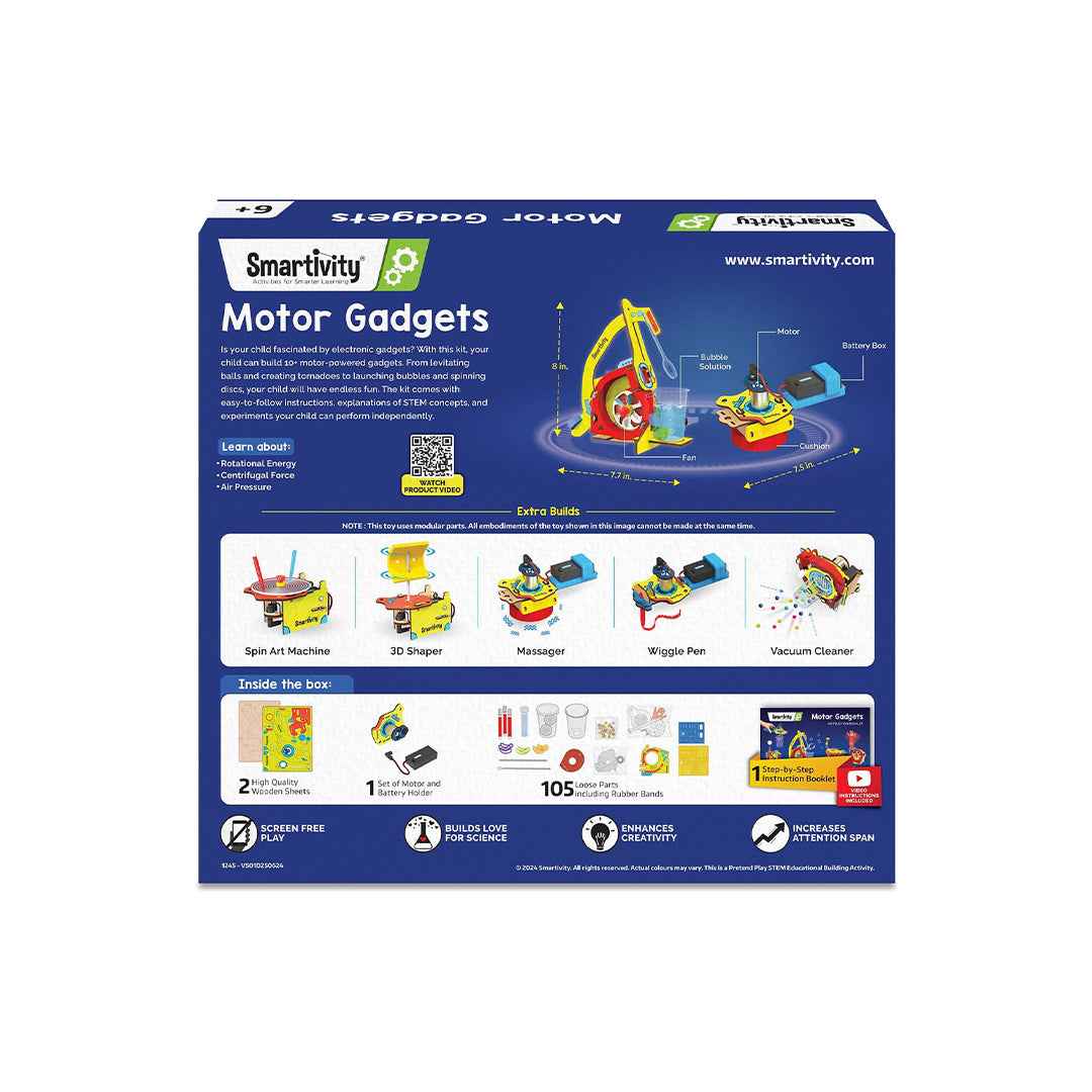 Smartivity Motor Gadgets - 10-in-1 DIY STEM Kit (6Y+) - Toyspry