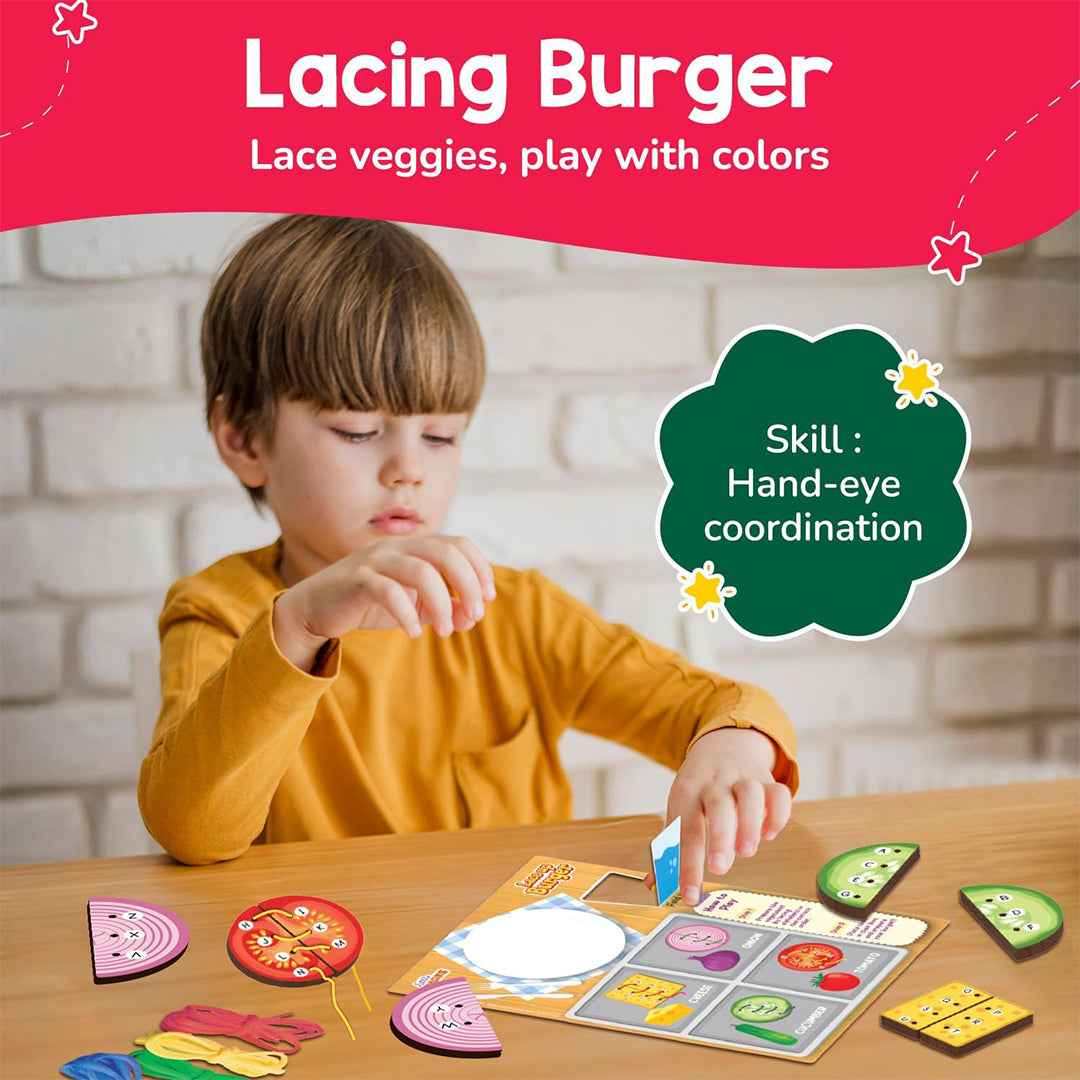 Toddler playing with 7-in-1 Montessori Smartivity Busy Box, Child using safe scissors from Smartivity Activity Kit
