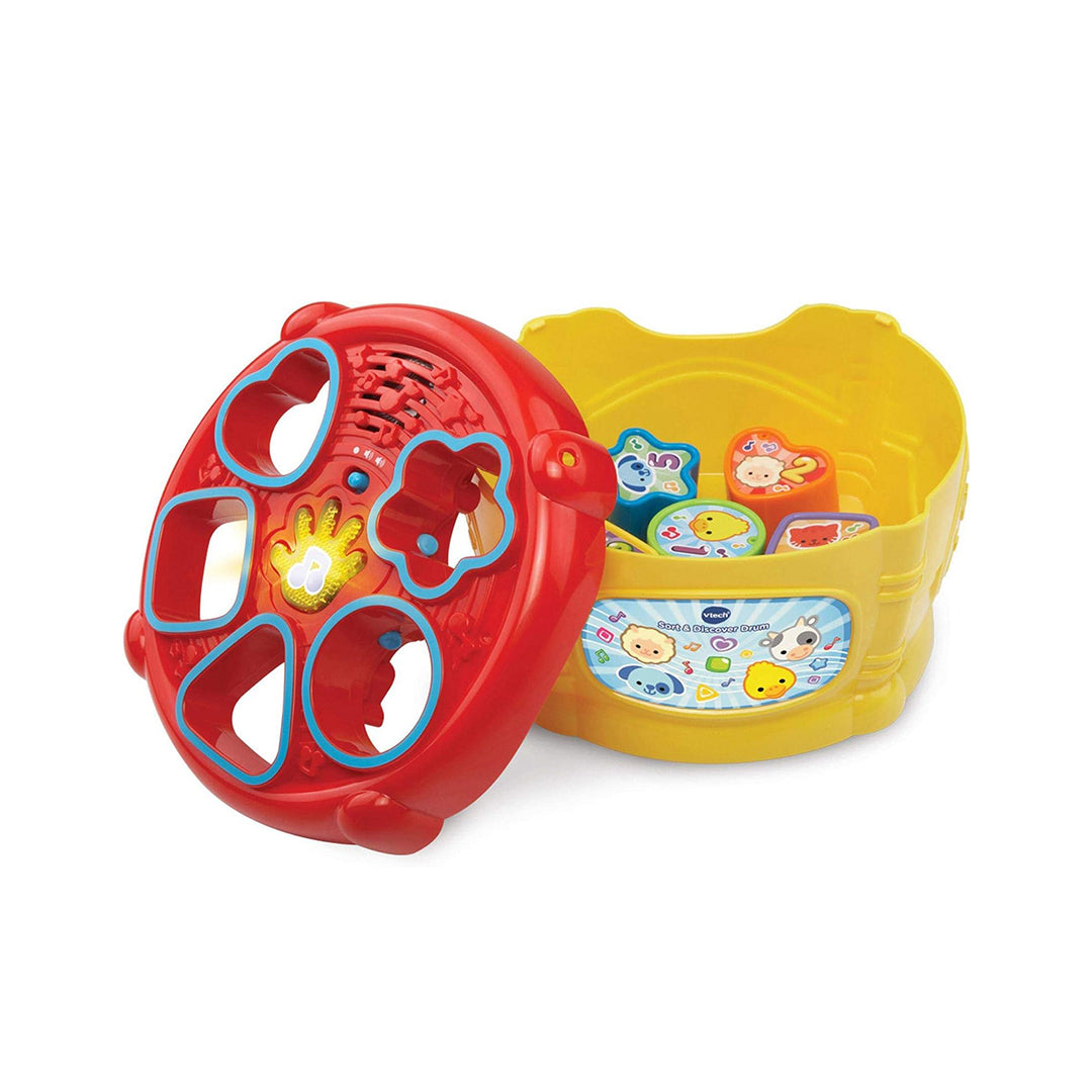 VTech Sort & Discover Drum - Educational Baby Shape Sorter - Toyspry