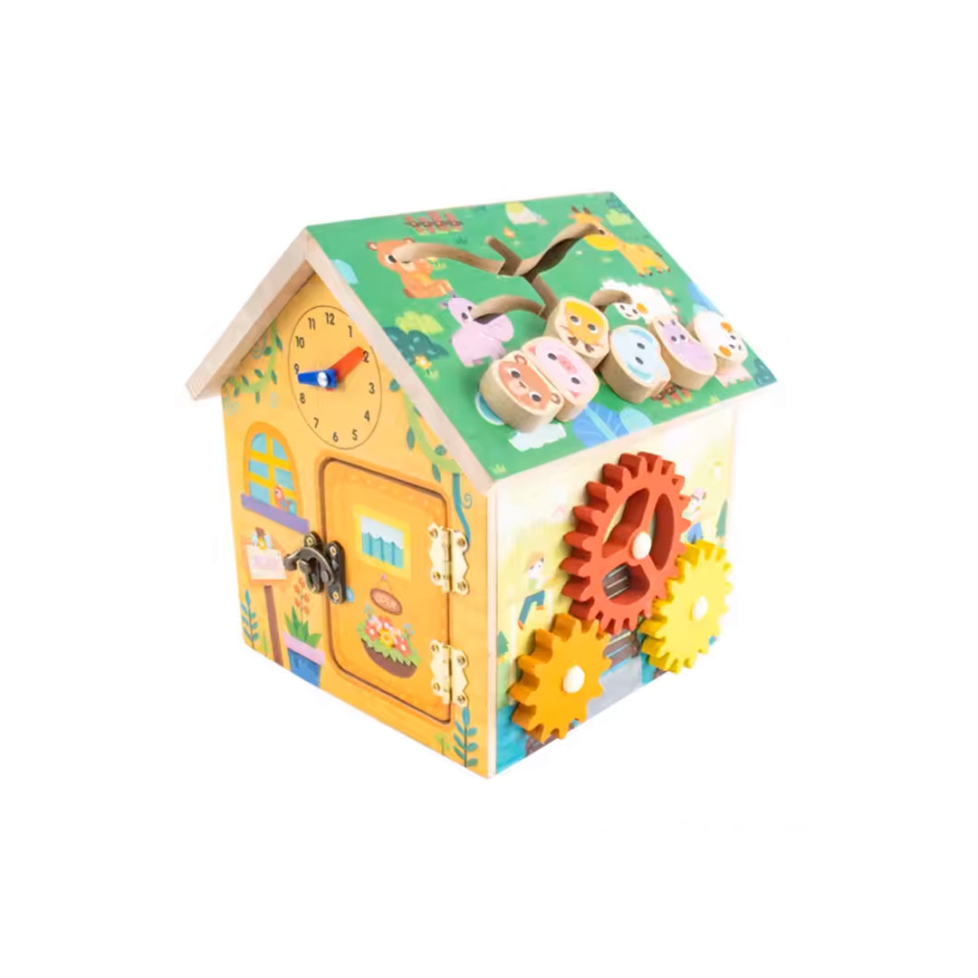 Wooden Activity Center Sensory Learning Toy House with Xylophone