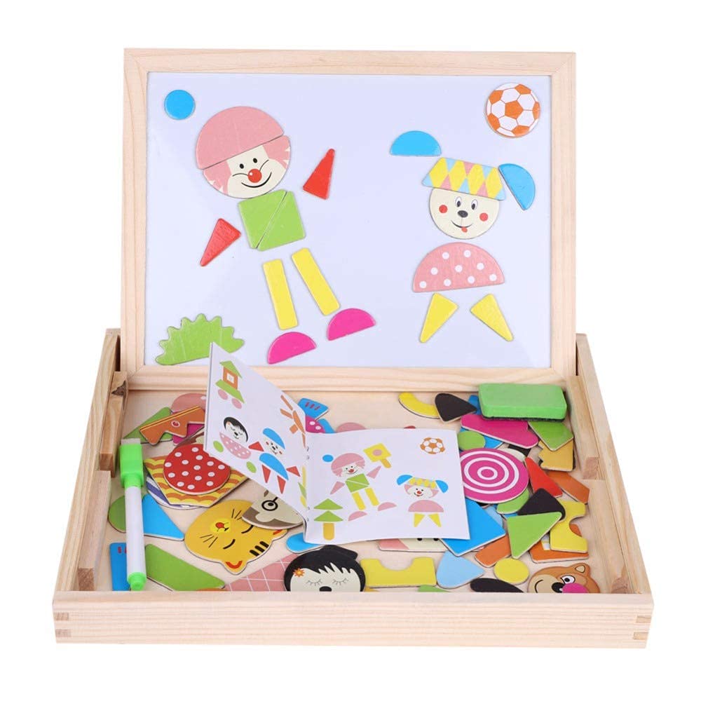 Wooden Magnetic Double-Sided Puzzle Board (3Y+) - Toyspry