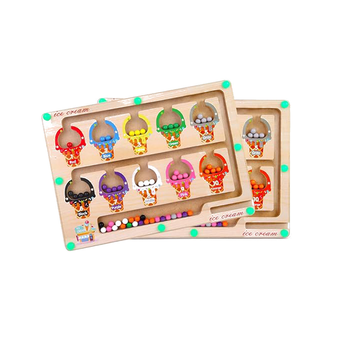 Wooden Magnetic Color & Number Maze Montessori Board (3Y+) - Toyspry