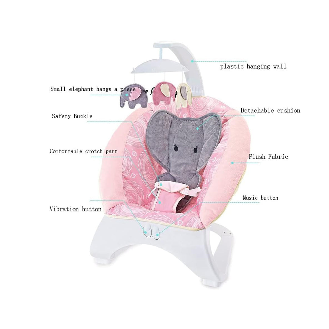 Fitch Baby Elephant Electric Rocker - Infant Bouncer (Felicity Pink)