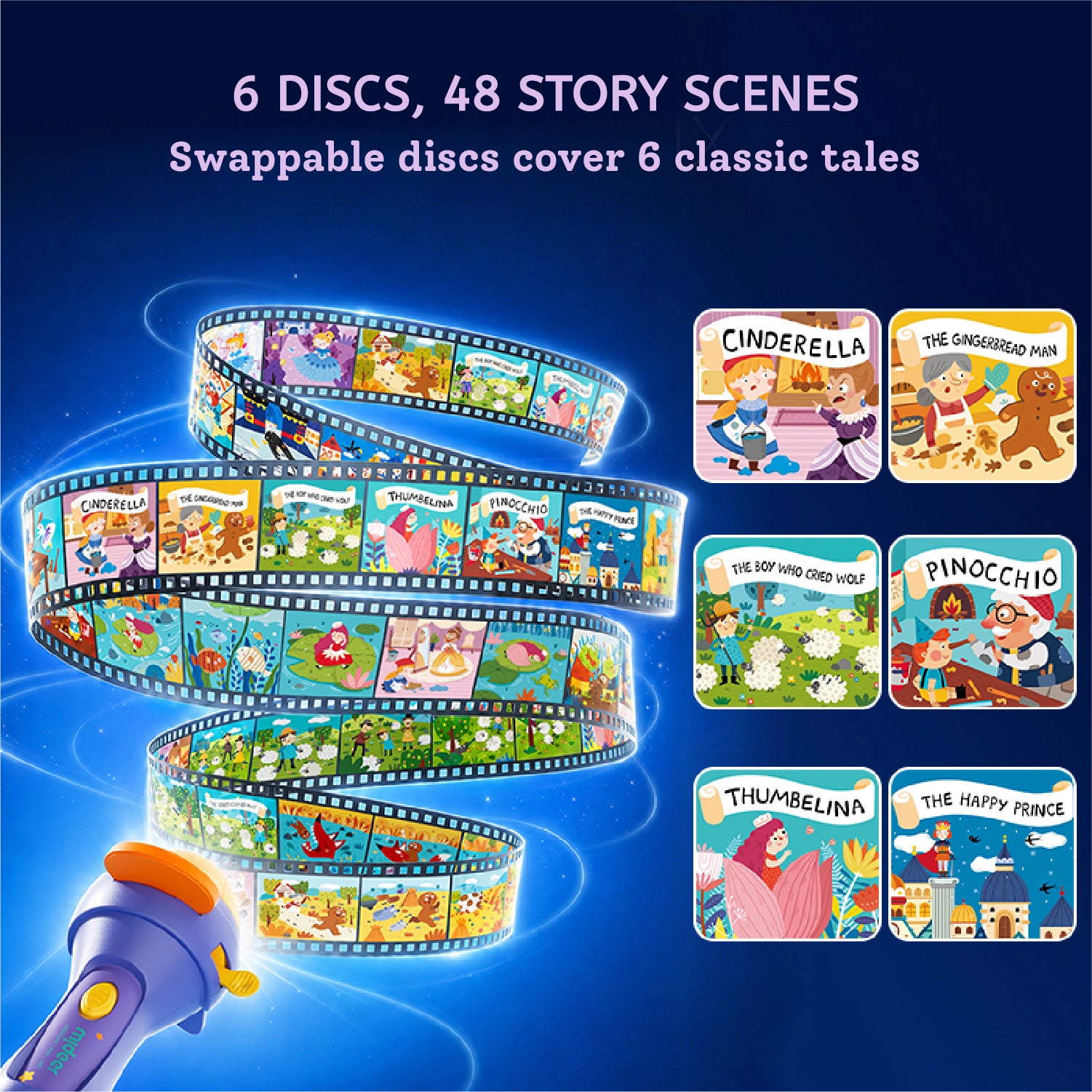 Mideer Story Projector Flashlight - 6 Discs, 48 Scenes