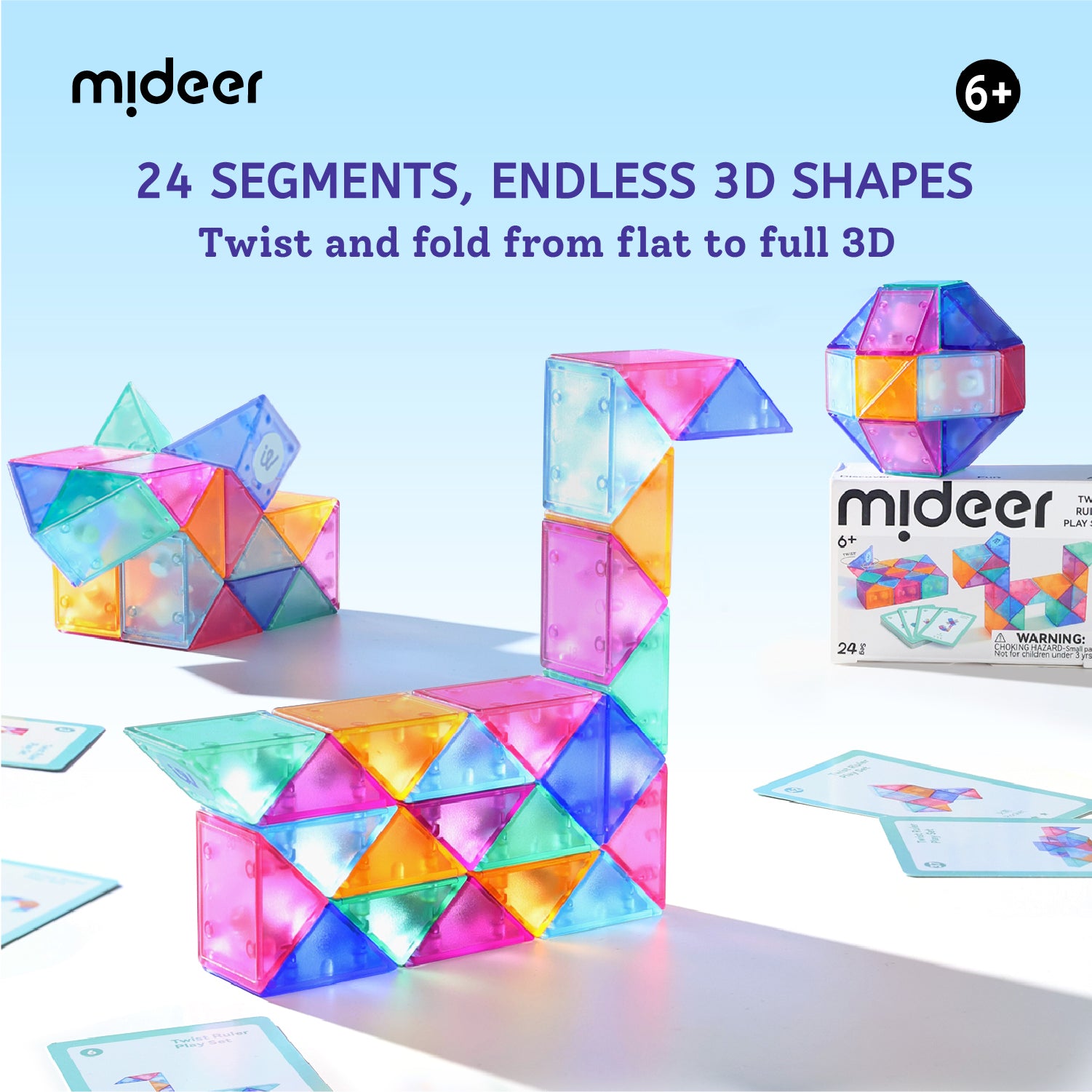 Mideer Twist Ruler Puzzle Set - 24 Segments, 48 Challenges