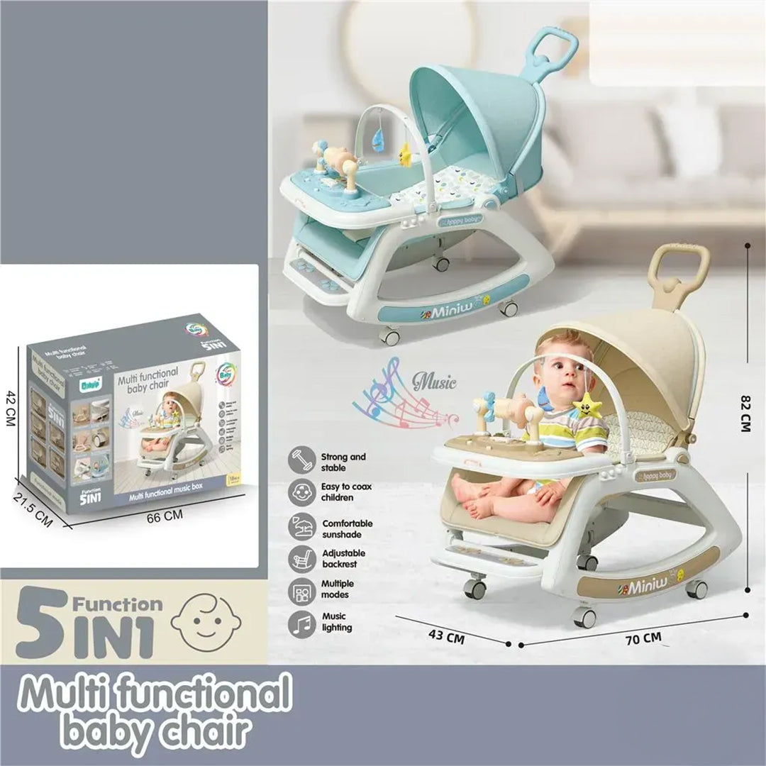 5-in-1 Baby Rocker Stroller Chair Combo - Infant Bouncer & Seat - Toyspry