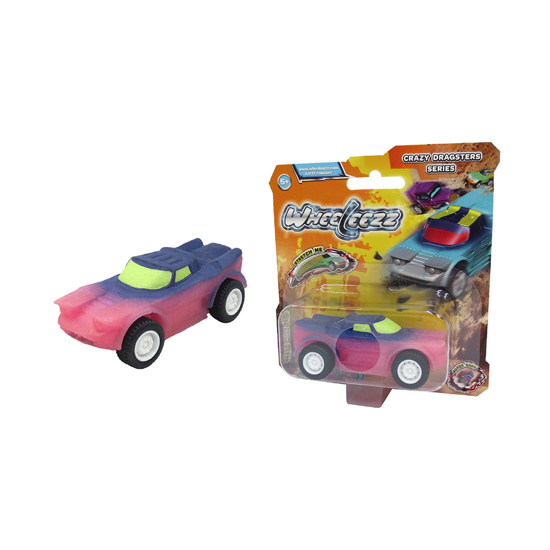 Wheeleezz Crazy Dragsters Series - 6 Pack of Stretchy Toy Cars for Kids