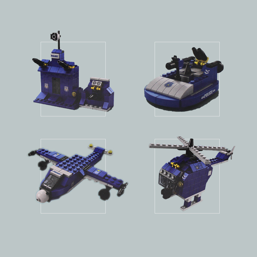 1000-Piece Police Building Block 6-in-1 Construction Toy Set - Toyspry