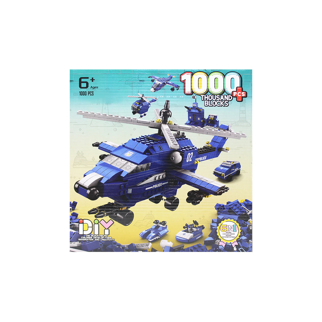 1000-Piece Police Building Block 6-in-1 Construction Toy Set - Toyspry