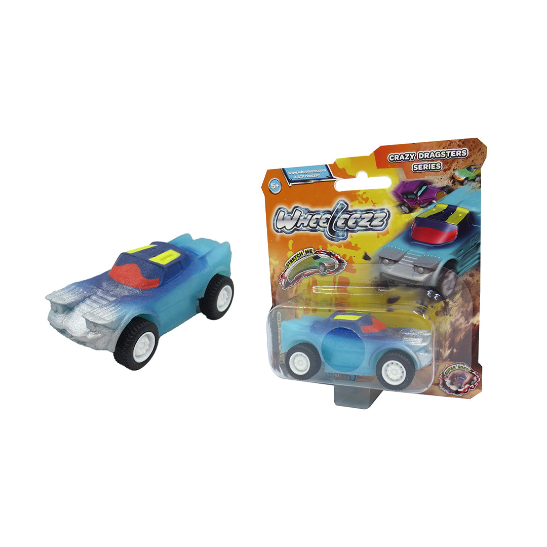 Wheeleezz Crazy Dragsters Series - 6 Pack of Stretchy Toy Cars for Kids