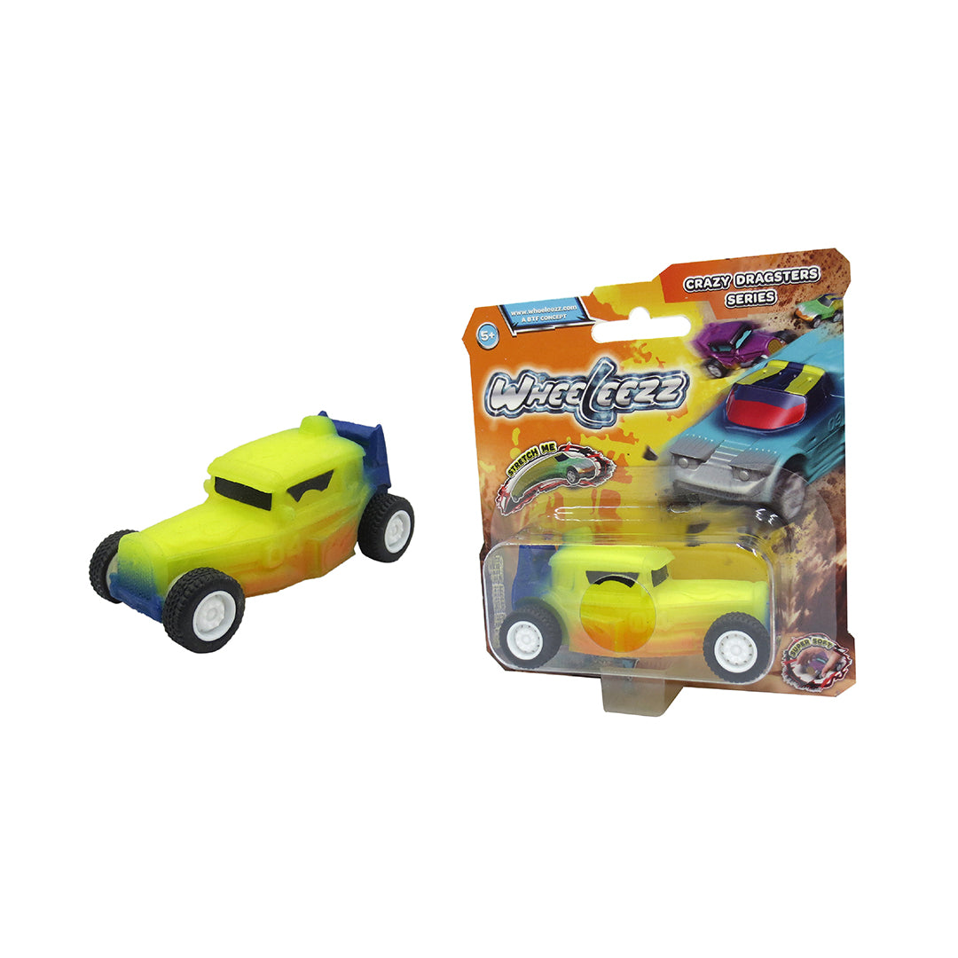 Wheeleezz Crazy Dragsters Series - 6 Pack of Stretchy Toy Cars for Kids