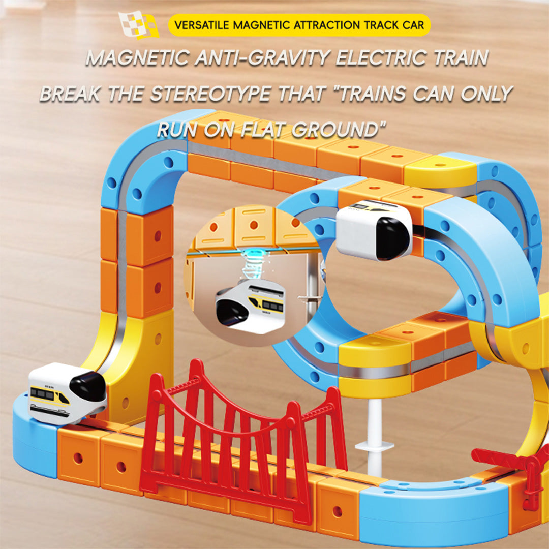 147-Piece Magnetic Tile Race Track - STEM Building Toy - Toyspry