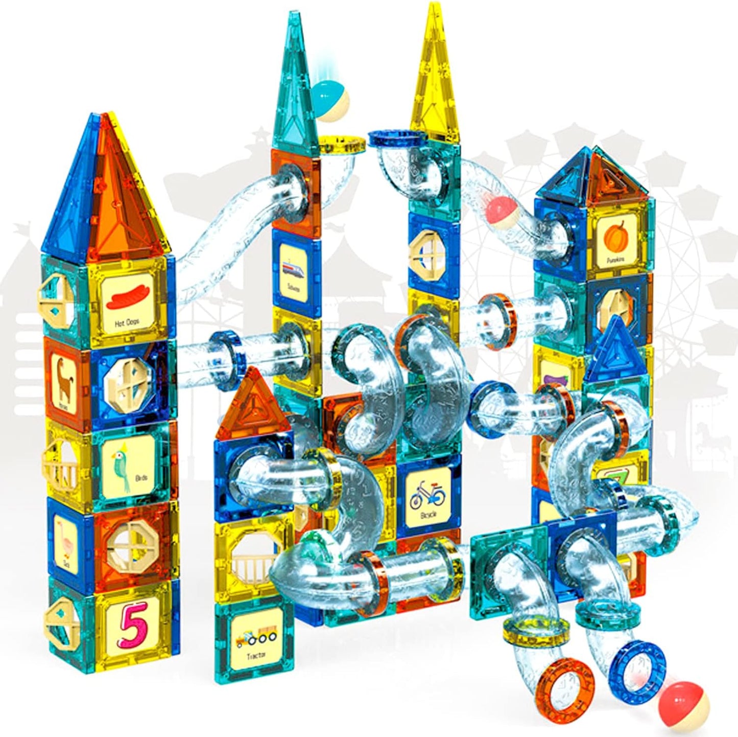 "168-Piece Pipeline Magnetic 3D Building Blocks Set for Kids"
