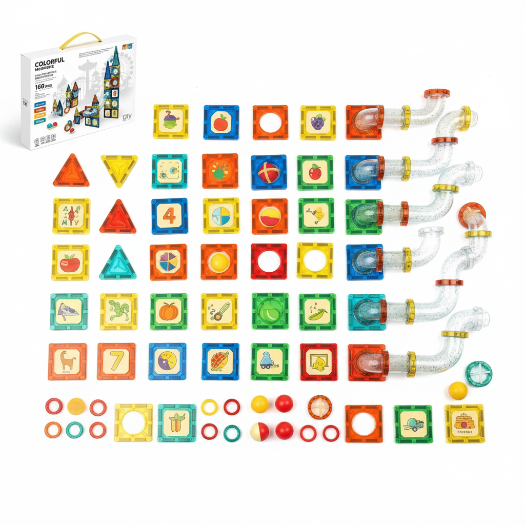 168-Piece Pipeline Magnetic Construction Building Blocks - Toyspry