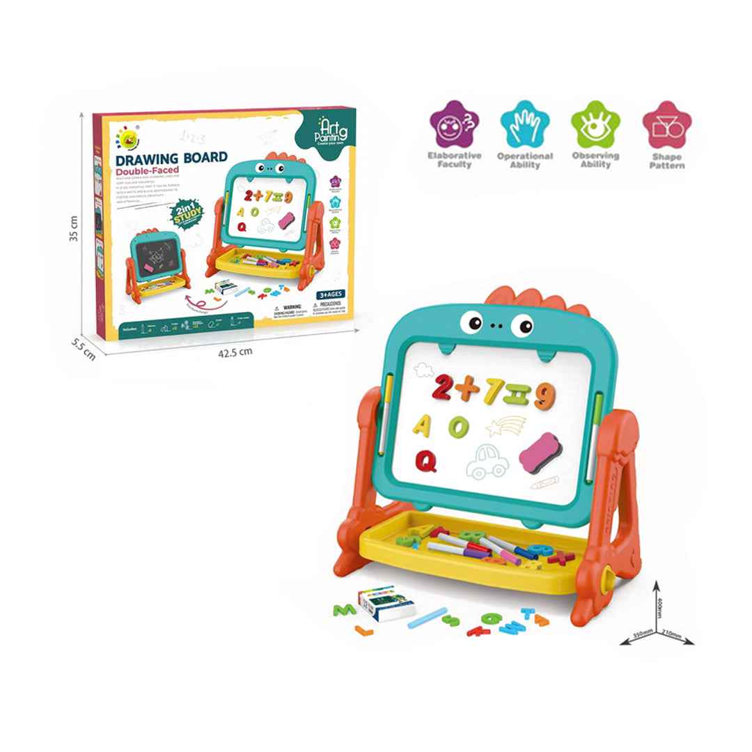 2-in-1 Magnetic Drawing Board & Double-Sided Art Easel - Toyspry