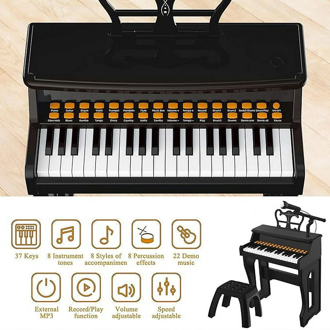 37-Key Kids Piano - 2-in-1 Musical Toy with Mic - Toyspry