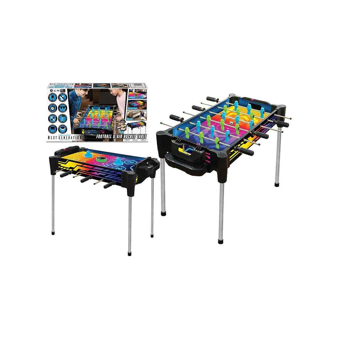 AMBASSADOR 2-in-1 Reversible Football & Hover Puck Air Hockey Table | Educational Toy for Kids