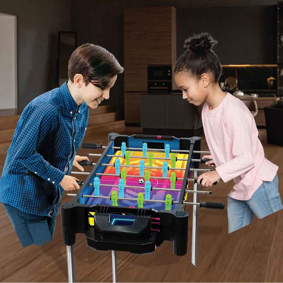 AMBASSADOR 2-in-1 Reversible Football & Hover Puck Air Hockey Table | Educational Toy for Kids
