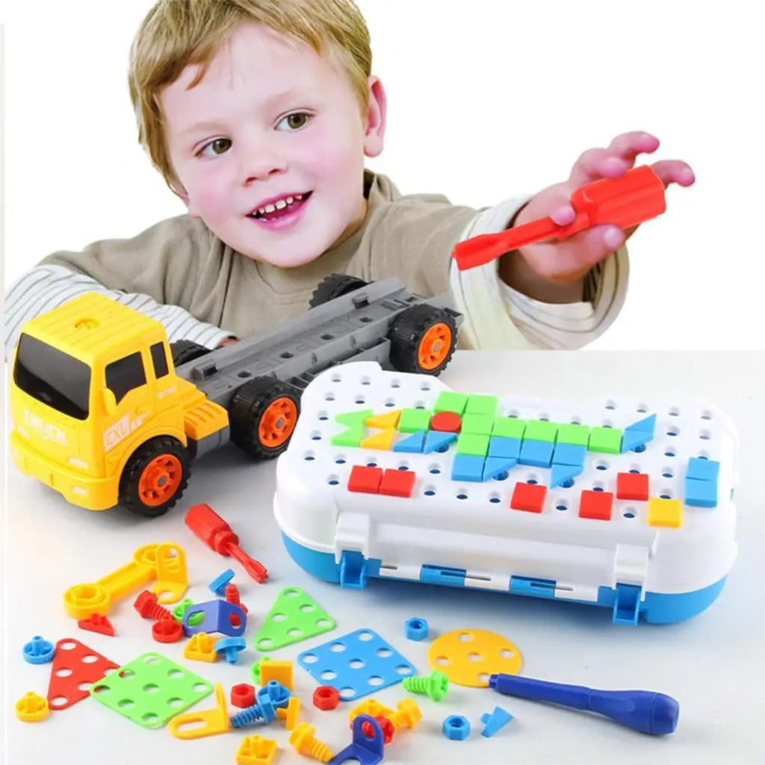 "Child playing with the Mosaic Building Blocks Set"
