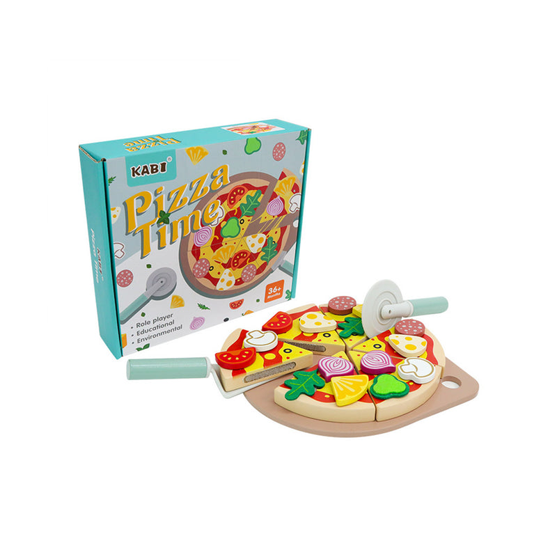 Wooden Pizza Set - 25-Piece Montessori Play Food