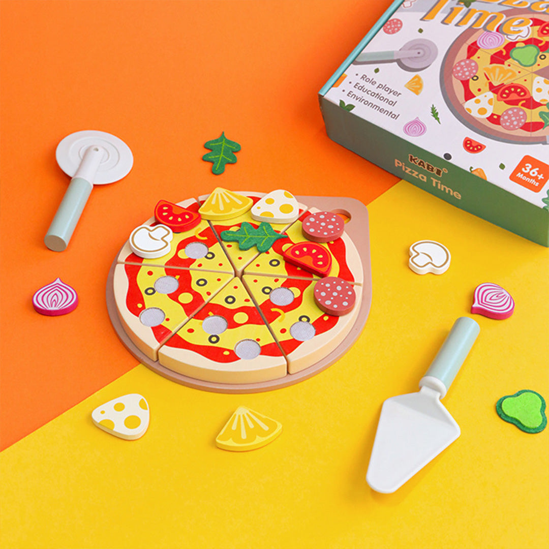 25-piece children's wooden pizza kit toy 