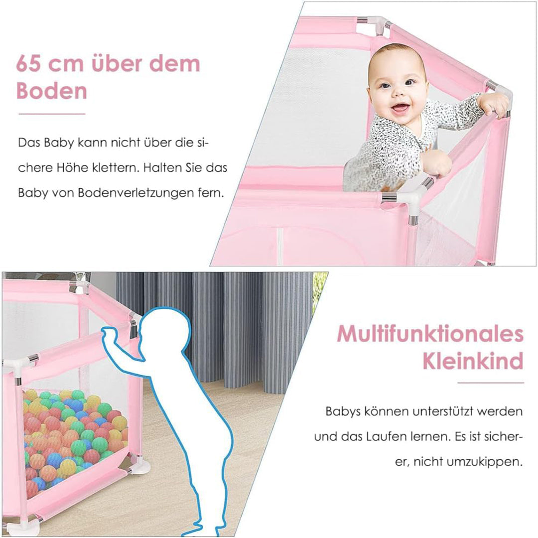 Foldable Baby Playpen: Floor-Mounted Safety Activity Center + 20 Balls