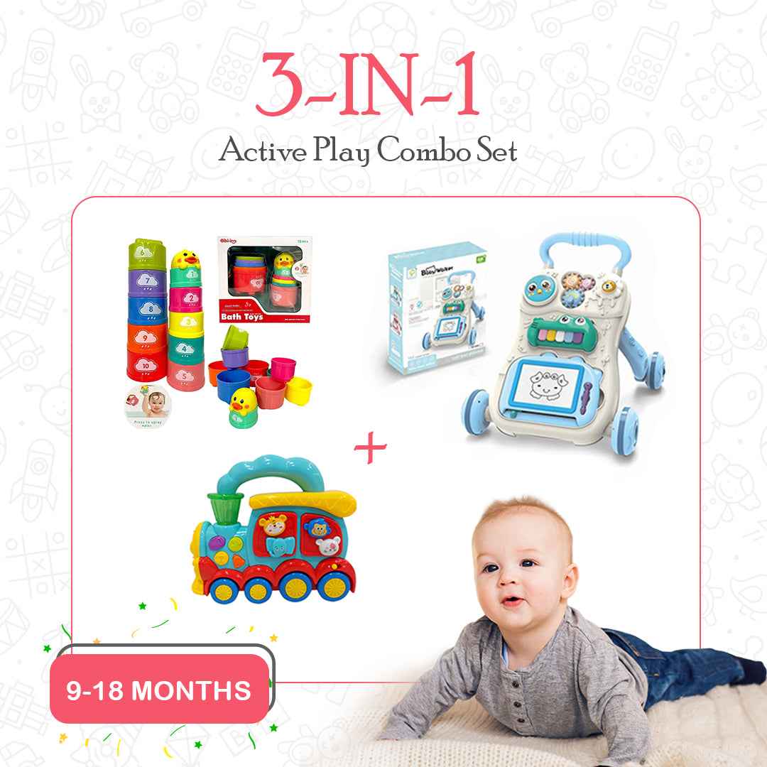 3-in-1 Active Play Combo Set - Baby Development Toy (9-18 Months) - Toyspry