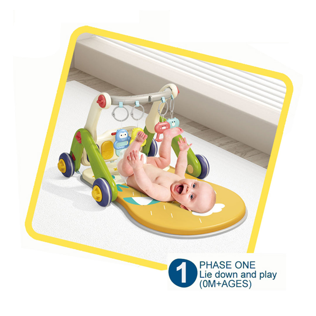 3-in-1 Baby Walker & Play Mat Musical Learning Activity Center - Toyspry