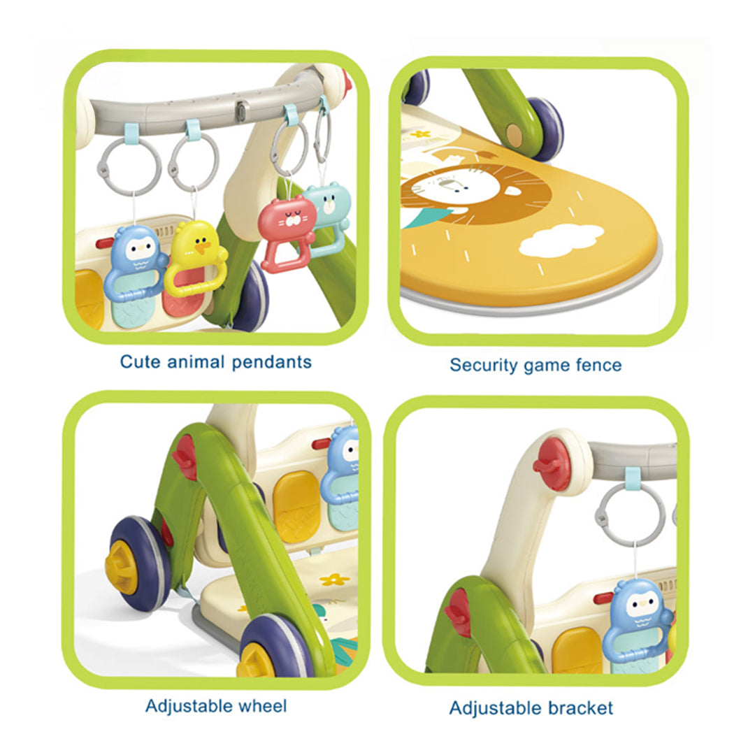 3-in-1 Baby Walker & Play Mat Musical Learning Activity Center - Toyspry