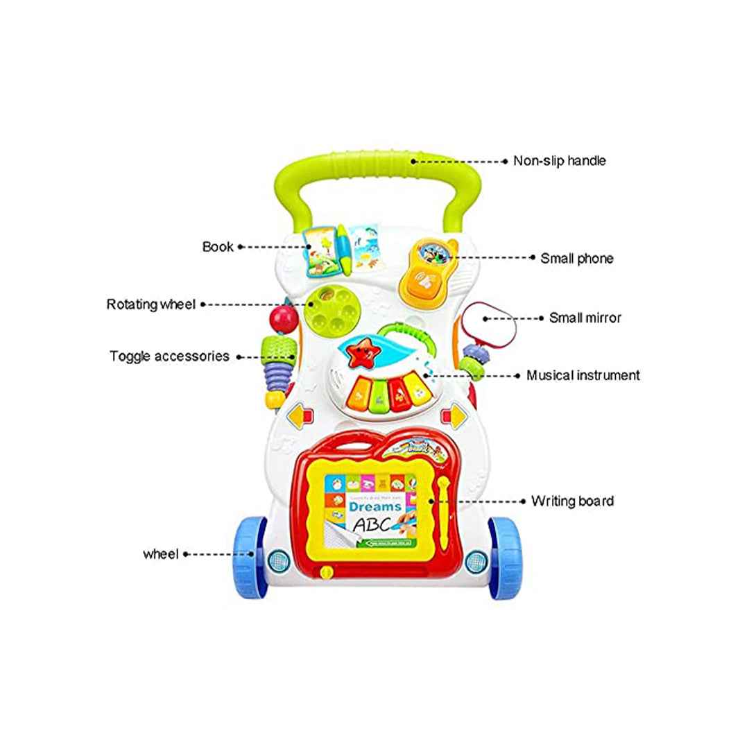 3-in-1 Multifunctional Baby Walker - Learning Toy with Music & Lights